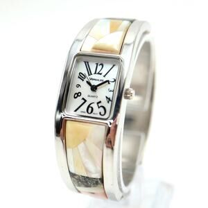Versales Silver Tone Sun Design MOP Watch 21mm Cuff Bracelet with New Battery